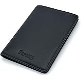 Passport holder for travel, Genuine Nappa Leather Passport Cover with RFID blocking. A must-have Airport Travel safety essentials for both men and women.(Black/Gray)
