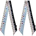 COtheSumay Mulberry Silk Scarf for Handbags,Bags, and Purse，2 Pcs 2"x35" Hair Ribbon Skinny Neck Fashion Scarves for Women