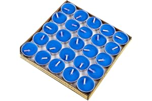 YEDAN Tea Lights Candles, 50 Pack Flameless Colorful Tealights Holder Variety Relaxing Paraffin Pressed Wax 2 Hours Burn Time for Travel,Centerpiece,Party Gift Happy Birthday New Year Wedding (Blue)