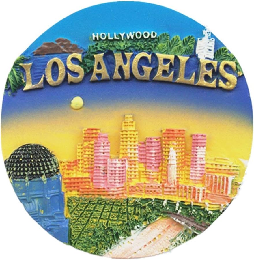 JIAN AI 3D Hollywood Los angeles USA refrigerator magnet, souvenir gift and home & kitchen polyresin Los angeles USA fridge magnet