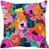 Decorbox Abstract Flower Oil Painting 18x18 Inch Throw Pillow Cover, Modern Floral Decorative Cushion Case, Wildflower Bloom Home Room Spring Summer Decor Wife Mom Sister Her Birthday Gift Pillowcase