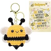 Dalycro Positive Bee Keychain Hand-Knitted Crochet Bee with Wings Inspirational Gift for Women Birthday Valentine's Day