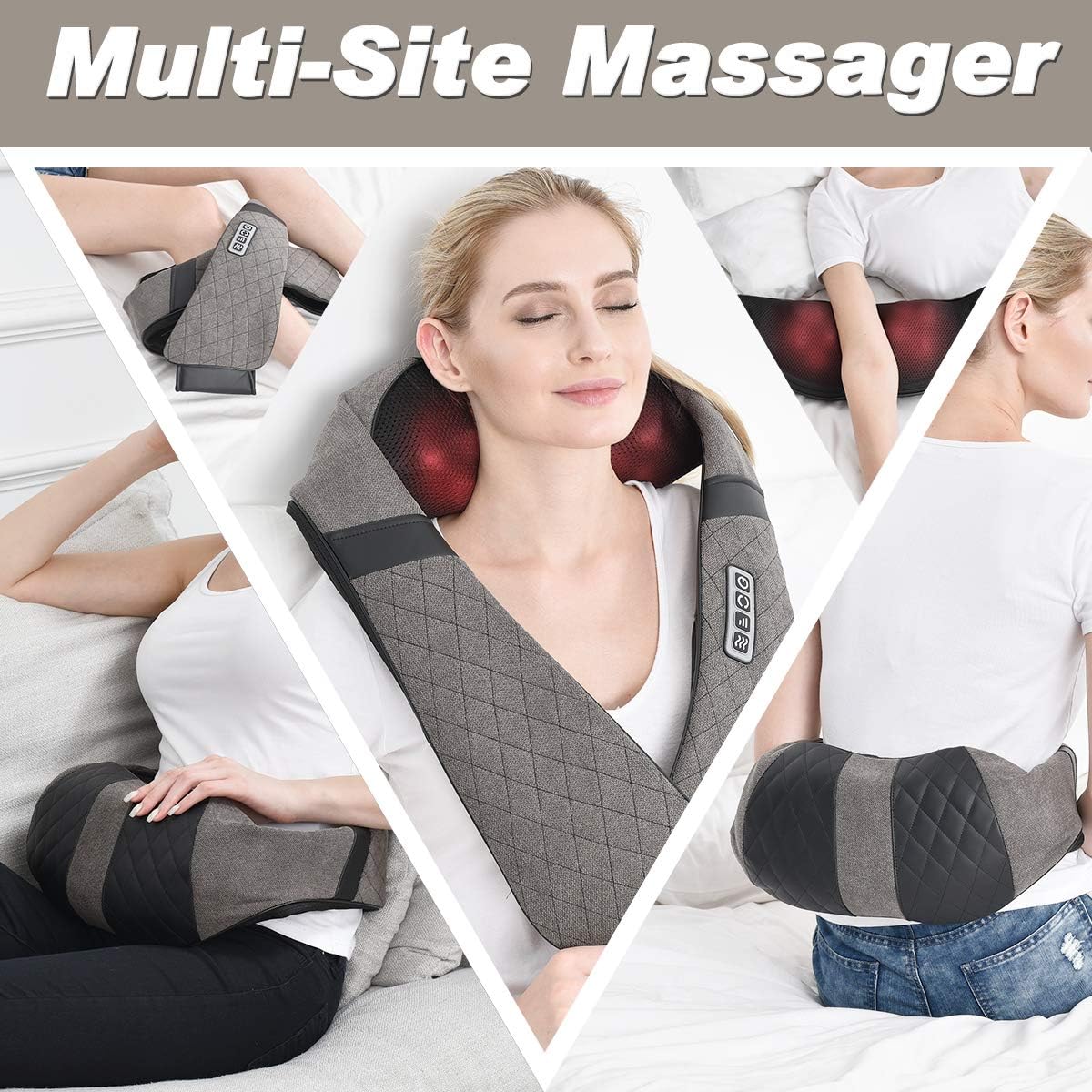 Neck Back Massager, Shiatsu Neck Shoulder Massager with Heat, Electric Neck Massage Pillow 3D Kneading for Neck,Back, Shoulder, Foot, Leg Muscles Pain Relief Relax in Car Office and Home: Health & Personal Care