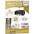 Seogol Waterslide Decal Paper for Inkjet Printers, 20 Sheet A4 Size White Water Slide Paper Transfer Printable for DIY Decals Gift Crafts Ceramics Candles and Custom Tumblers (White)