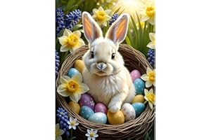 CEOVR Easter Bunny Diamond Painting Kits for Adults, Easter Egg Diamond Art Dots Crystal 5D Full Drill Peinture Diamant Craft