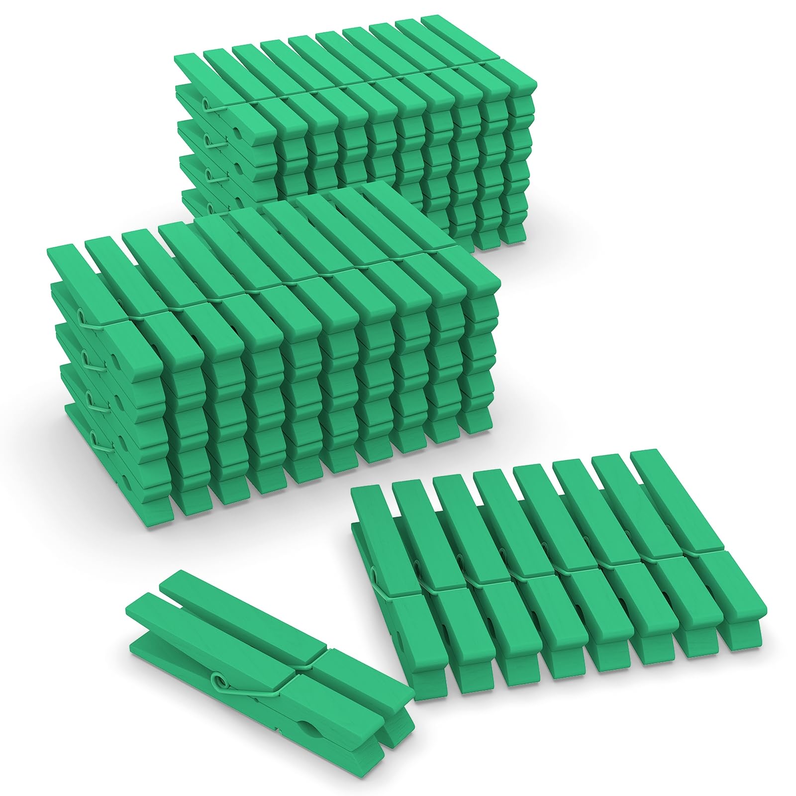Photo 1 of 100 Pack Clothes Pins Wooden 2.9 Inch, Clothespins Wood Colorful Clothing Pins for Crafts Classroom Pictures Green