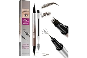 Dual Ended Microblading Eyebrow Pencil 2 in 1 Natural Liquid Eye Brow Pencil for Women with Brow-Fection Angled Brush & Preci