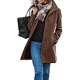 CHARTOU Women's Casual Thicken Wool Blend Stand Collar Single Breasted Pea Coat