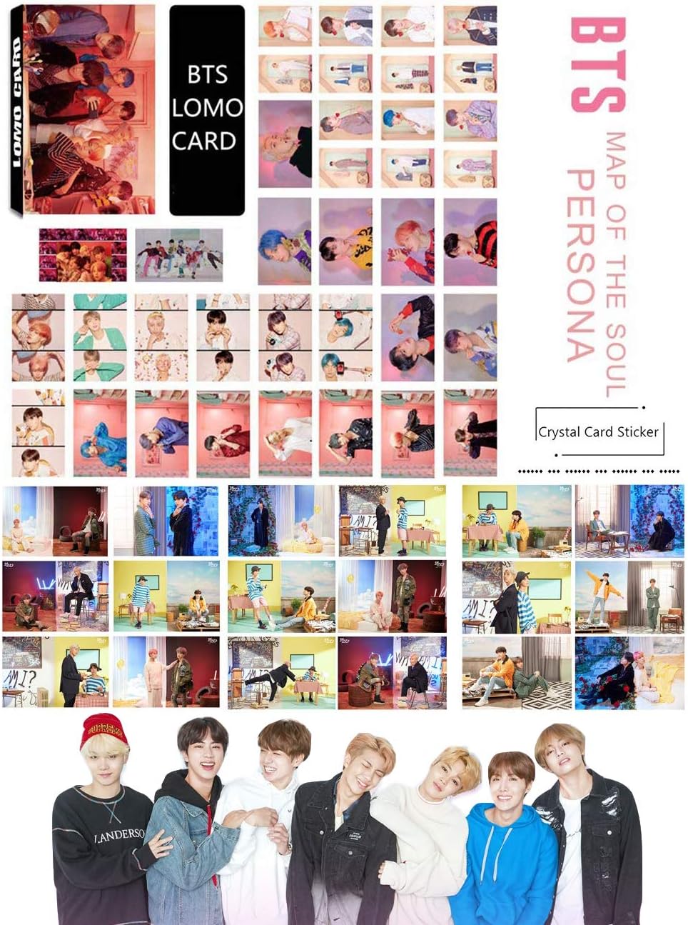 Bts Lomo Card BTS Map of The Soul Persona Postcard Lomo Card Set with 18 PCS 2019 BTS FESTA OPENING CEREMONY photo sticker(Lomo card with photo sticker)