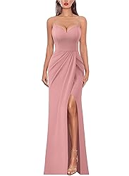 VFSHOW Womens Sexy Formal Prom Ruched Hight Slit