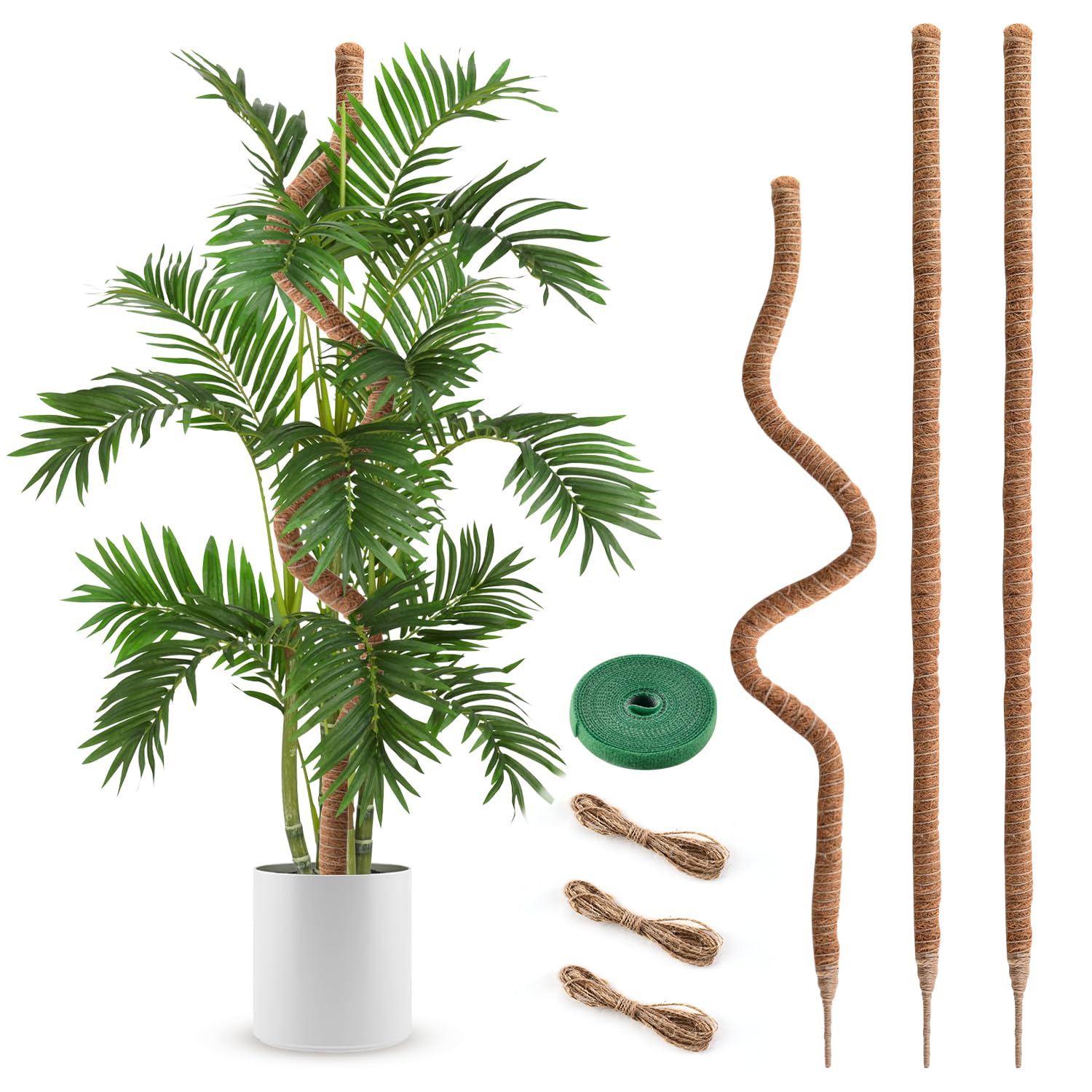 Photo 1 of 1 Pack Moss Pole 63 Inch Monstera Plant Support Moss Poles Bendable for Climbing Plants Longer Coco Coir Sticks Support Stakes Tall for Indoor Creeper DIY Shape Plants Grow Upwards