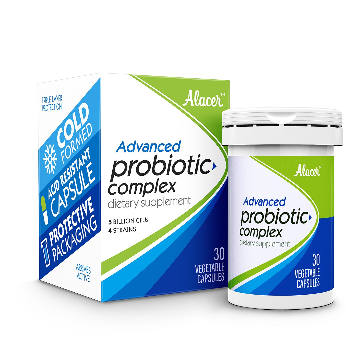Alacer Advanced Probiotic Complex (30 Count) (1 Box), Digestive Balance Dietary Supplement Vegetable Capsules for Women and Men