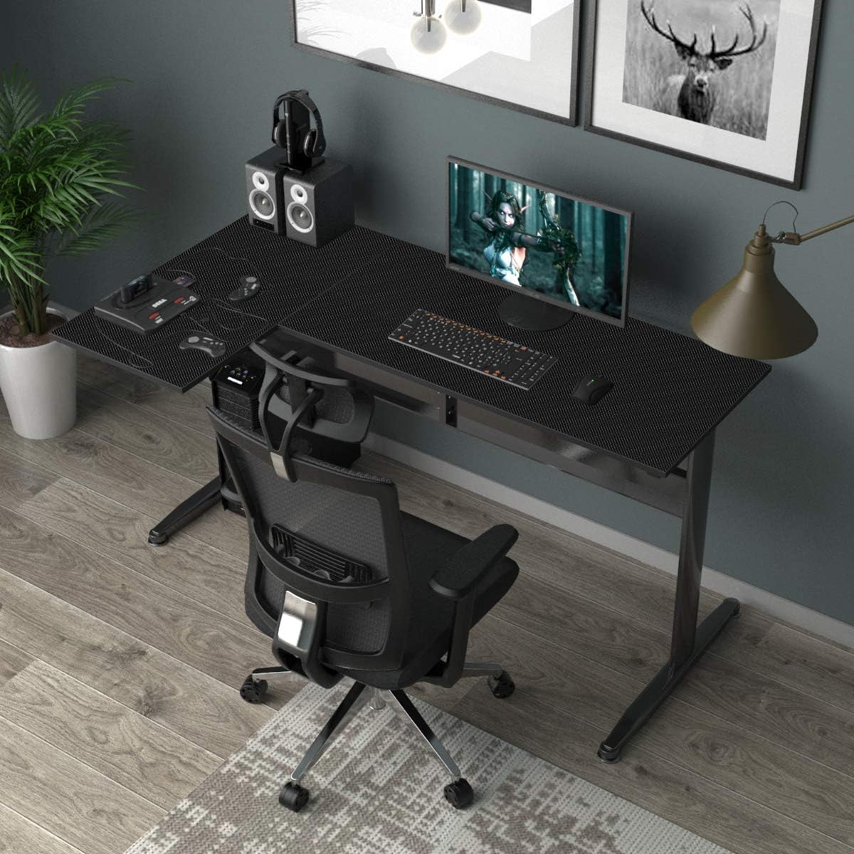 DlandHome Gaming Table Corner Desk L Shaped Computer Desk, Laptop Study