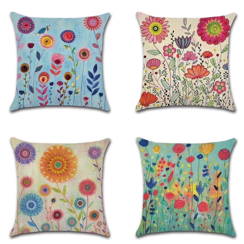 CLVEDU 4Pack Pillow Covers 18x18In Throw Pillow Case Cushion Covers Colorful Printed Throw Pillow Covers, Pillow Case Cushion for Home Couch Sofa Decorative, Gifts 45x45cm(Style54) — image 1