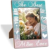 XHWLYN Mom Photo Frame You Are The Best Mom Ever Wooden Photo Frame Heartwarming Gift For Mother’s Day Birthday From Daughter Son Beautiful Table Decor Thanksgiving & Christmas Gift 8x6 Inches