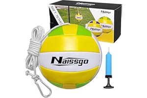 Naissgo Tetherball Ball and Rope, Soft Tetherball Set with Metal Hook and Ball Pump with Needle - Great for Family,Adults,Tether Ball Backyard Game Outdoor Play
