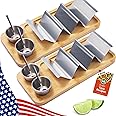 HolaTasty Taco Holder Kit - 2 Pack (Value Pack), 3-in-1 Taco Set of 2-6 slots for Tacos, Fancy Taco Presentation Rack Plate for Taco Tuesday Bar Party, for Taco Lover Vegetarian Cinco de Mayo Events