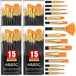 AROIC Acrylic Paint Brush Set,4pack/60pcs Nylon