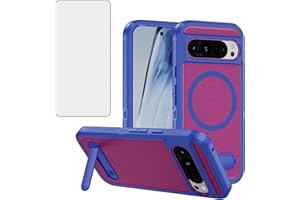 Asuwish Phone Case for Google Pixel 9/9 Pro 5G Compatible with Magsafe Tempered Glass Screen Protector Cell Cover Stand Rugge