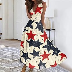 CHRATLHI American Flag Dress Maxi Long Fourth of