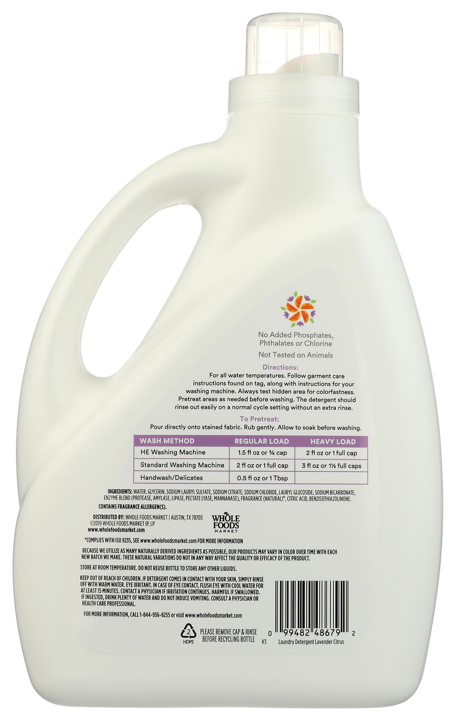 365 by Whole Foods Market, Concentrated Laundry Detergent, Lavender Citrus Scent, 66 HE Loads, 100 Fl Oz