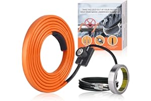 FANOVO Pipe Heat Tape with Thermostat, 12ft Heat Tape for Water Pipes, Heating Tape for Water Pipes or Hose, Self Regulating Heat Tape Cable, for Metal Plastic Pipes and Roof RV Freeze Protection