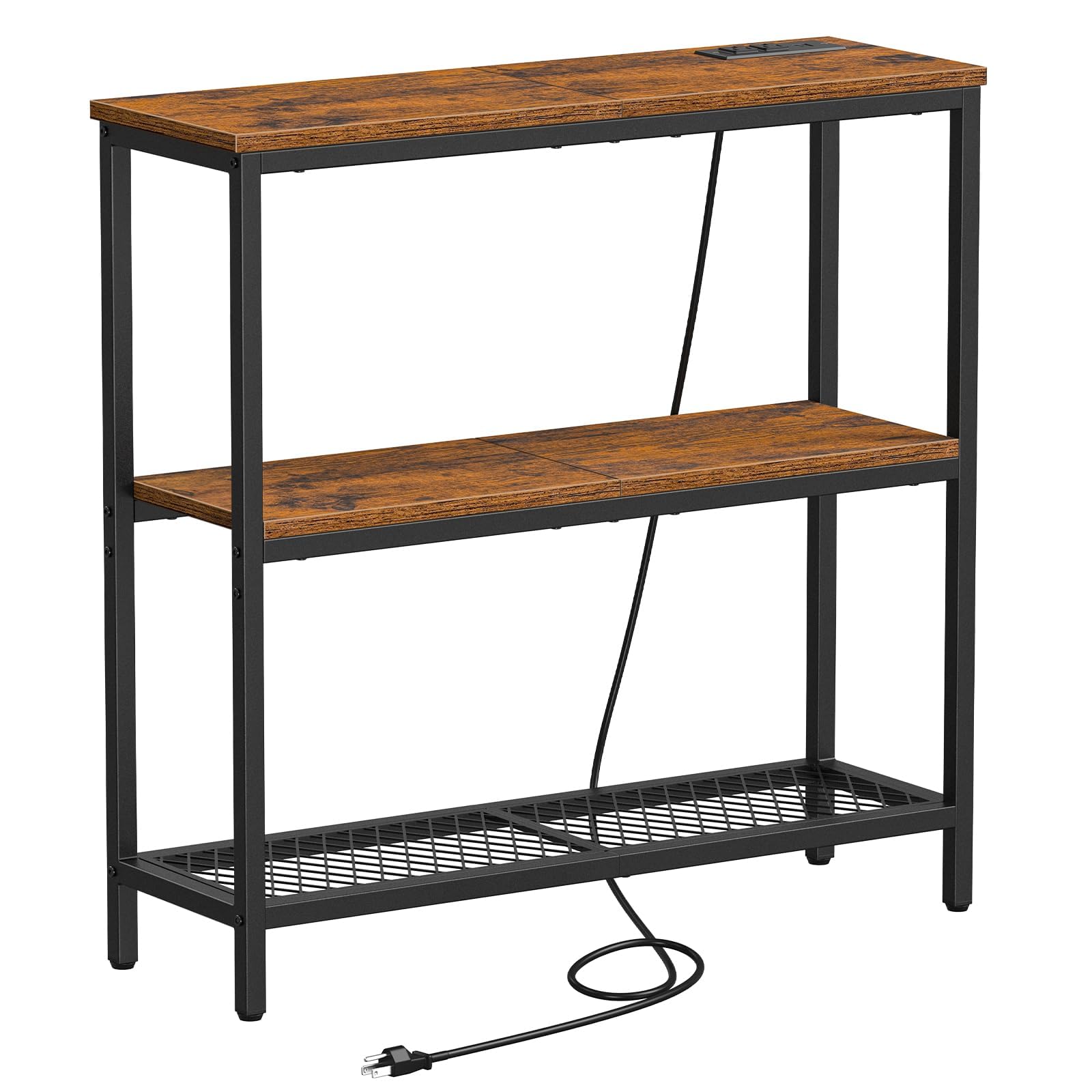 Photo 1 of Snughome Console Table with Power Outlets, Entryway Table with Storage, Narrow Sofa Table with 3 Tier Shelves, 2 USB Ports, 2 Power Outlets, Hallway Table for Couch, Living Room, Entrance