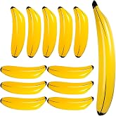 12 Pcs Inflatable Bananas Bulk Blow up Banana Birthday Decorations | Plastic Banana Balloons Props, Bachelorette Birthday Party Decoration, 70in &amp; 23in for Swimming Pool Party Favors Supplies