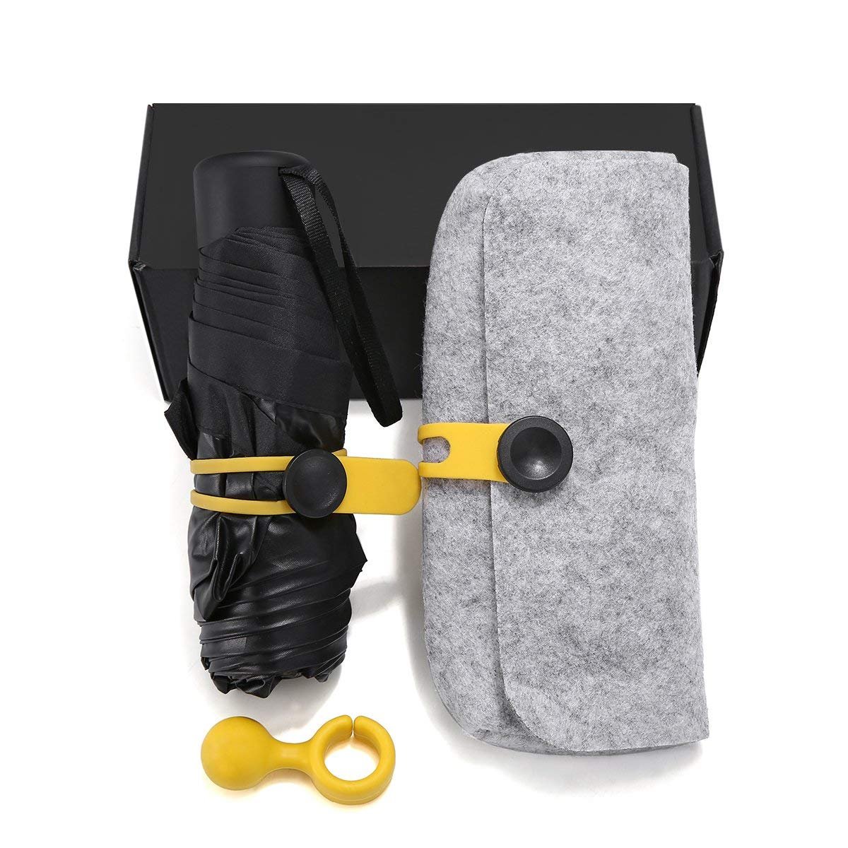 Regenschirm mini leicht, Pathonor Taschenschirm Regenschirm faltender Visier-Sonnenschutz-Regenschirm Im Freien UV-faltender Regenschirm, klein, leicht & kompakt, 180 g(schwarz)