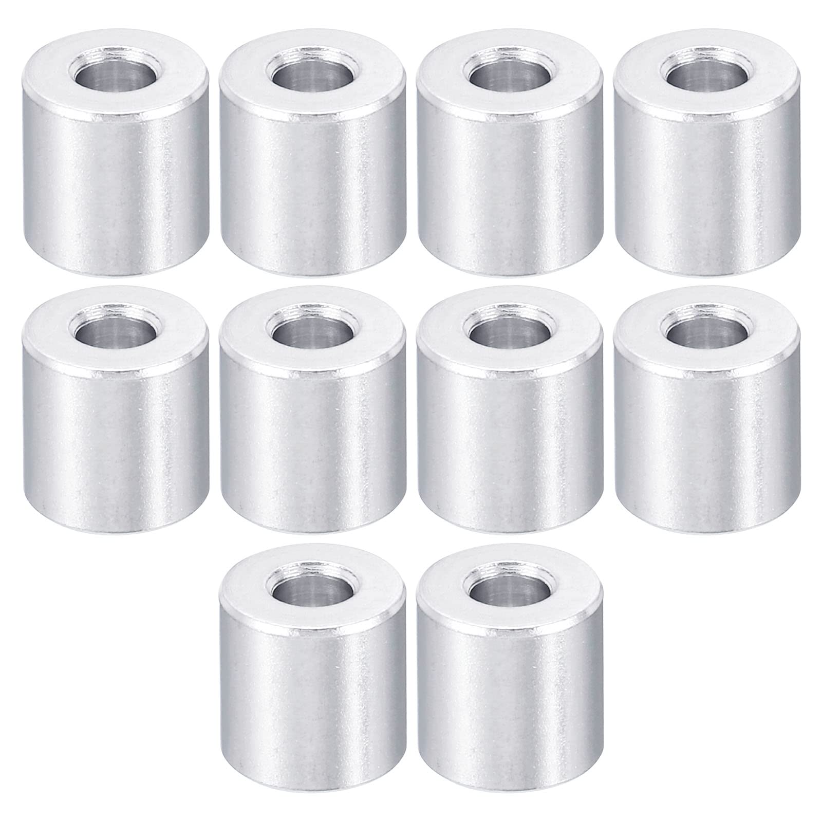 PATIKIL M4 Aluminum Spacer, 10 Pack 4.2mm ID x 10mm OD x 10mm L Metal Spacer Aluminum Round Plain Finish Spacer Screw Standoff for 3/16" or M4 Screw Bolts โ image 1