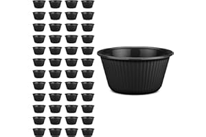 Carlisle FoodService Products Plastic Ramekins, Sauce Bowl for Catering, Kitchen, Restaurant, 4 Ounces, Black, (Pack of 48)