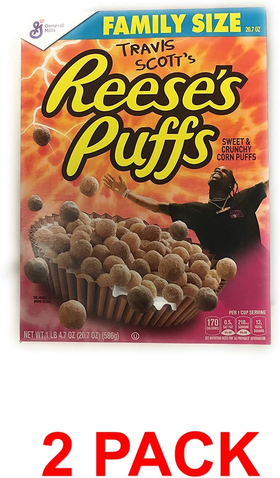 Travis Scott Cactus Jack Reeses Puffs Cereal Box Family Size Memorabilia Collectors Addition RARE SOLD OUT EVERYWHERE (2 pack 586 gramm)