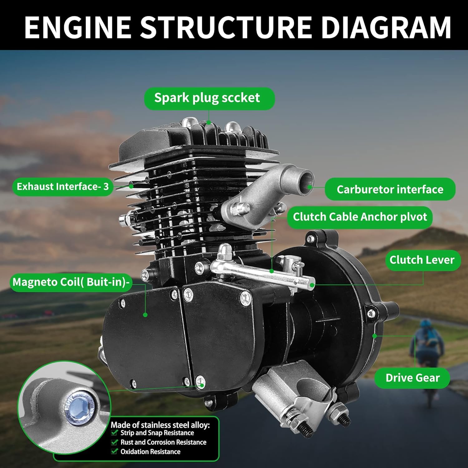 Upgrade 80cc Engine Mua 80cc Bicycle Engine Kit Updated 2 Stroke Motorized Bike Motor Kit ...