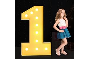 Foaky 3FT Marquee Numbers,Large Light Up Numbers,Giant Marquee Light Up Numbers for 1st Birthday Party Decorations,Pre-Cut Foam Board Kit,Anniversary Decor (1,3FT)