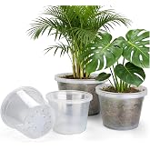WTXHOP 15 Pack 8/10/12 Inch Large Clear Nursery Pots with Drainage Hole, Plastic Plant Pots for Seedling Flower Vegetable, Indoor Outdoor Gardening, Used as Liner Inside Decorative Pot (8 10 12 inch)