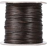 Cheriswelry 85 Yards 1mm Korean Waxed Polyester Cord Coconut Brown Beading String Threads Knotting Braiding Round Cord Ropes Crafting Cord Wire for DIY Bracelet Macrame Necklace Jewelry Making