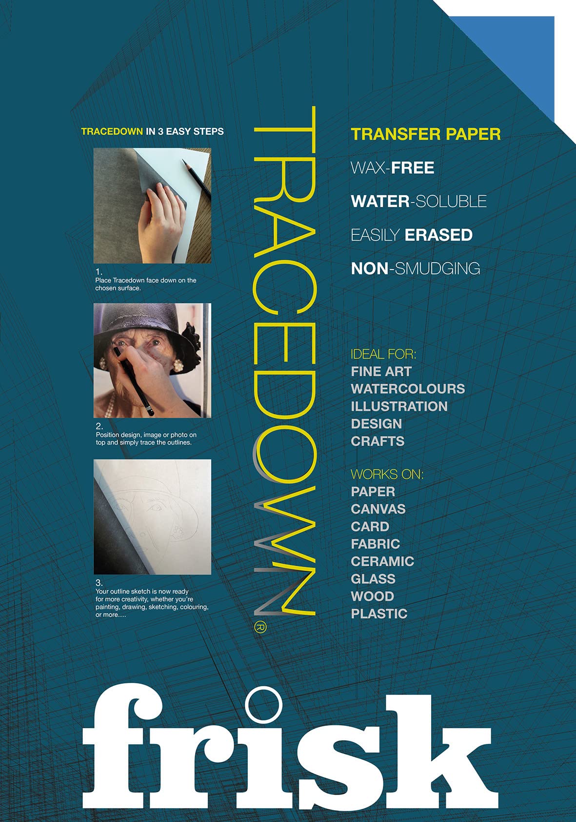 Frisk Tracedown A3, Pack of 5, Assorted Colours