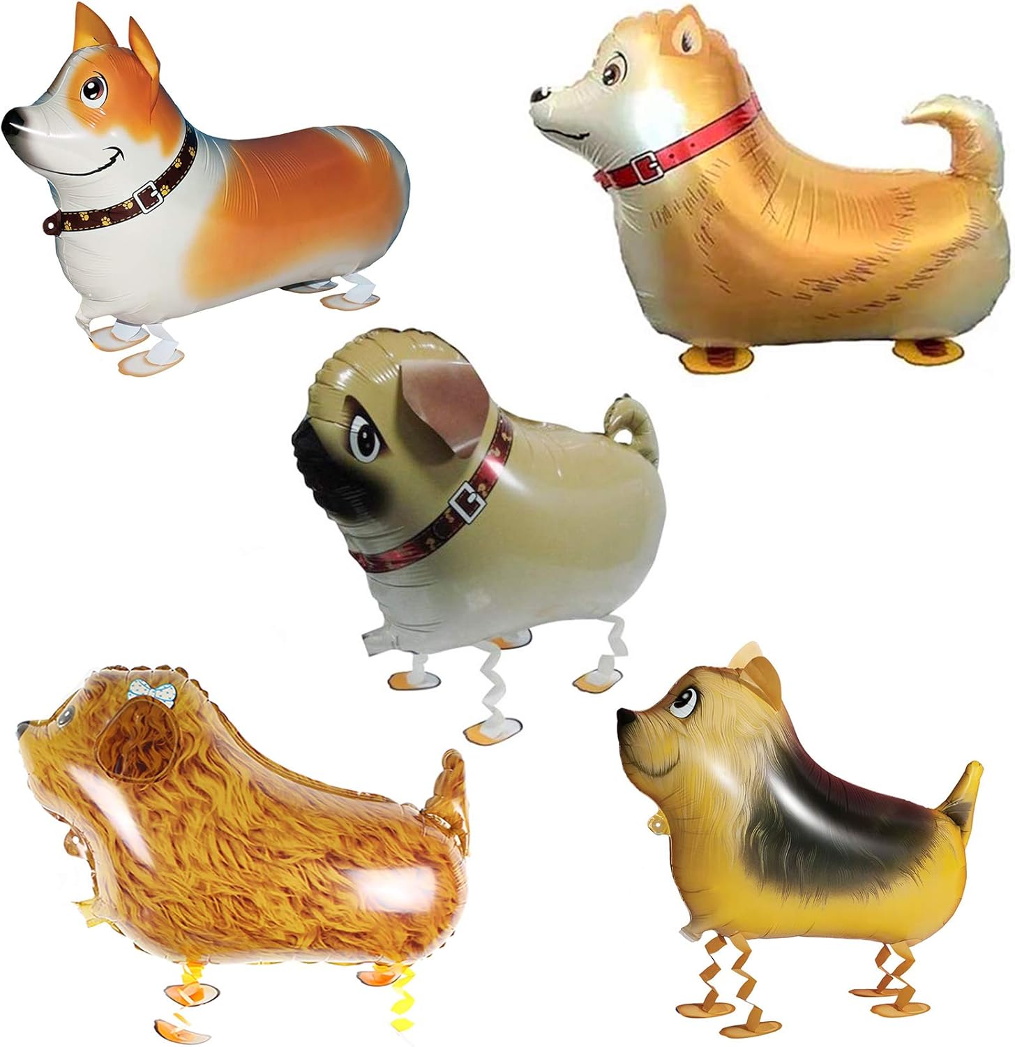 Walking Animal Balloons Pet Dog Balloons for Birthday Party Decor 5 Pack