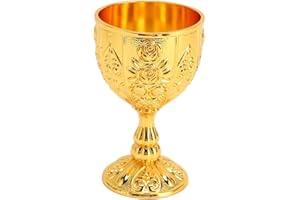 Vintage Chalice Goblet, 3 oz Zinc Alloy Embossed Flower Wine Goblet Metal Chalice Goblet Wine Liqueur Cup Shot Glass Drinking