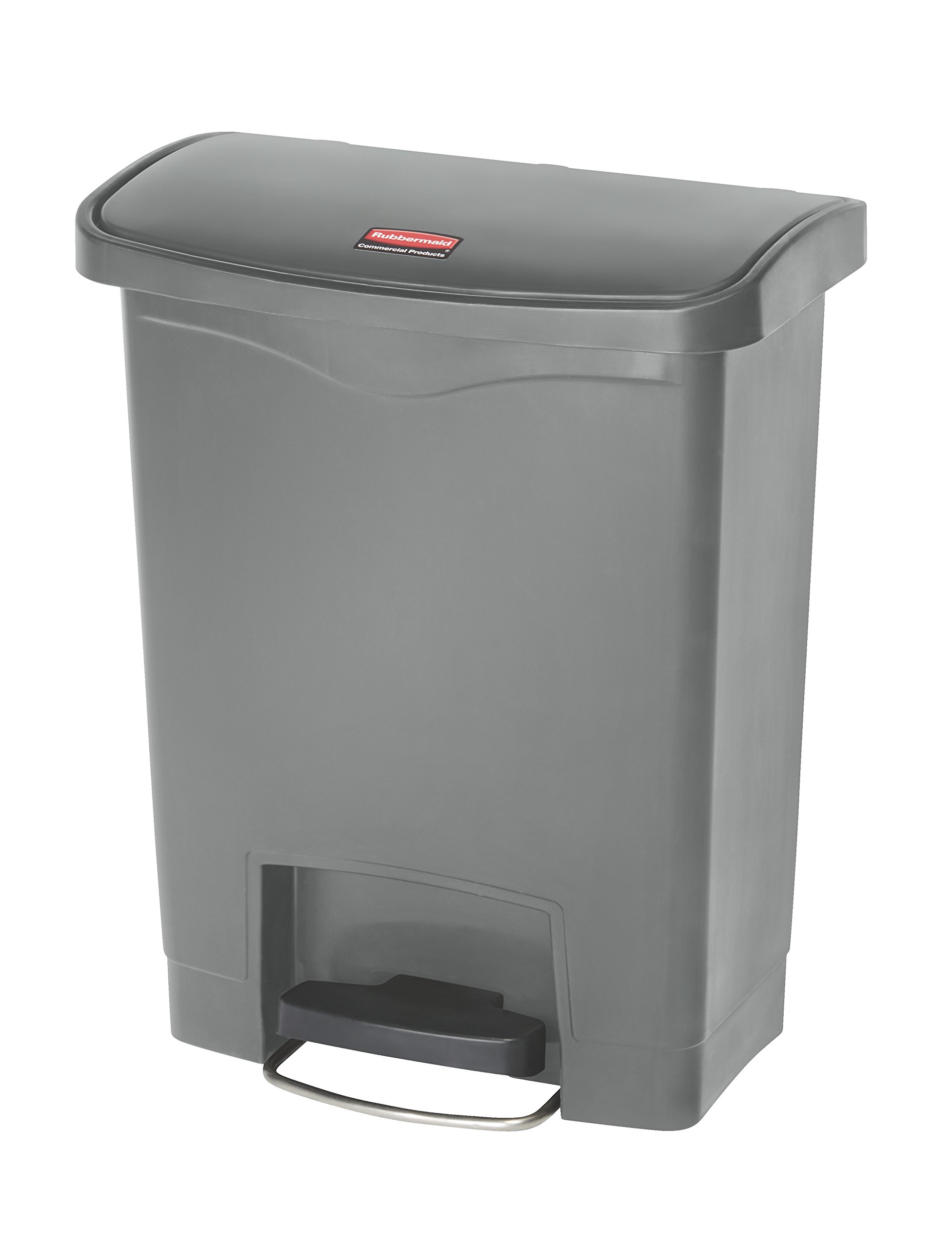 Rubbermaid Commercial Products Slim Jim Step-on Resin Front Step Waste Receptacle Bin 30 Litre Grey 1883600