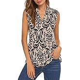 Halife Women's Sleeveless Floral Print V Neck Tunic Tank Tops Blouse Shirts