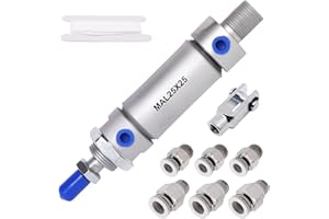 S SYDIEN Pneumatic Cylinder 25mm Bore 25mm Stroke Air Cylinder Double Action with Y Connector and 2Pcs Pneumatic Quick Fitting (MAL25x25)