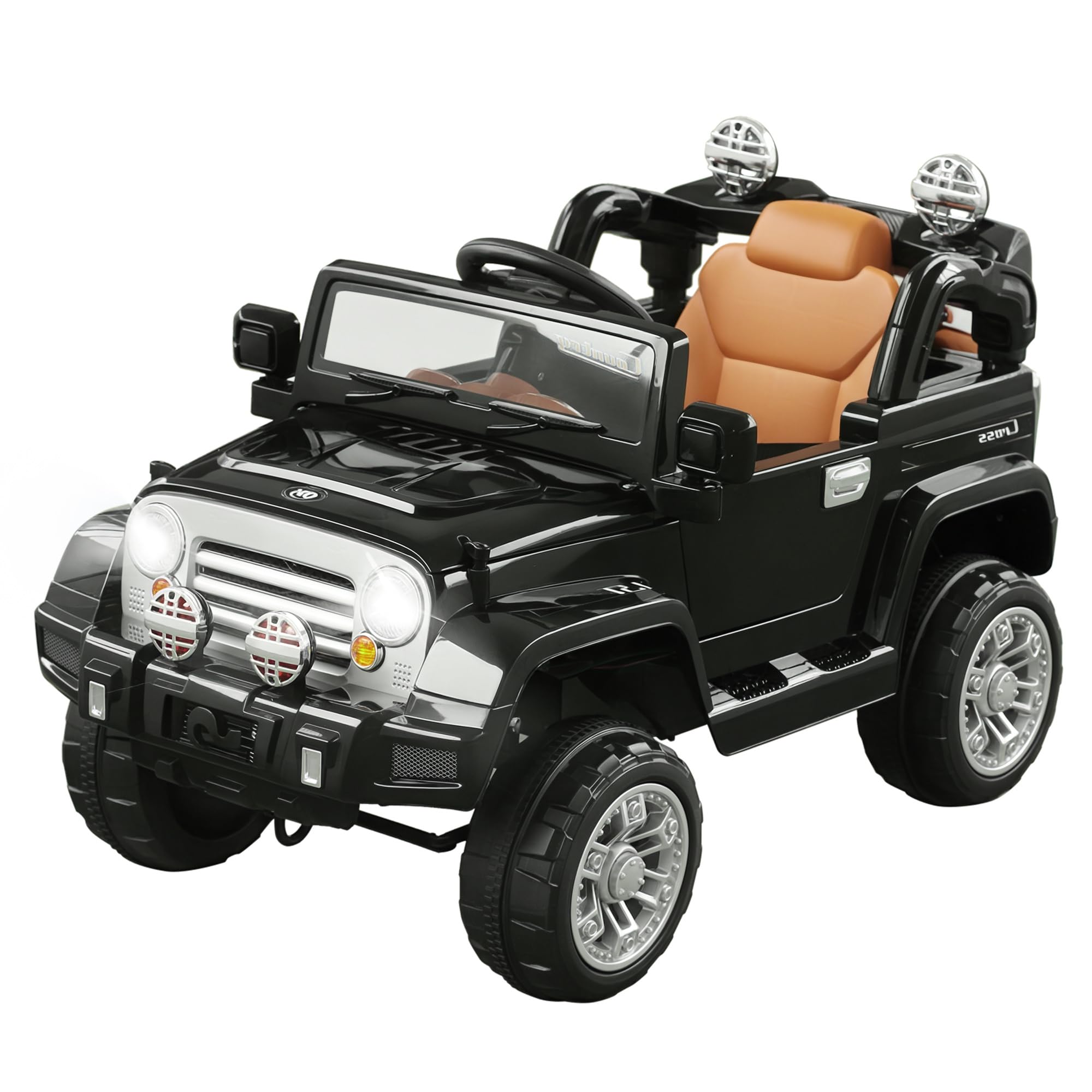 Aosom 12V Kids Ride on Truck, Off-Road Electric Car with MP3 Connection, Working Horn, Steering Wheel, and Remote Control, Black