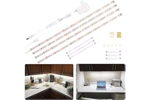 WOBANE LED Under Cabinet Lighting Kit,Flexible LED Ribbon Lights Bar,Under Counter Lights for Kitchen,Cupboard,Desk,Showcase,Shelf,6.6 Feet Rope Light Set,120 LED,1200lm,6000K White,4 Panel