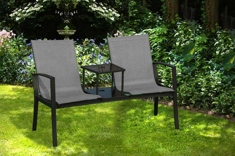 Other Metal Garden Companion Love Seat Black Double Twin Seating Patio