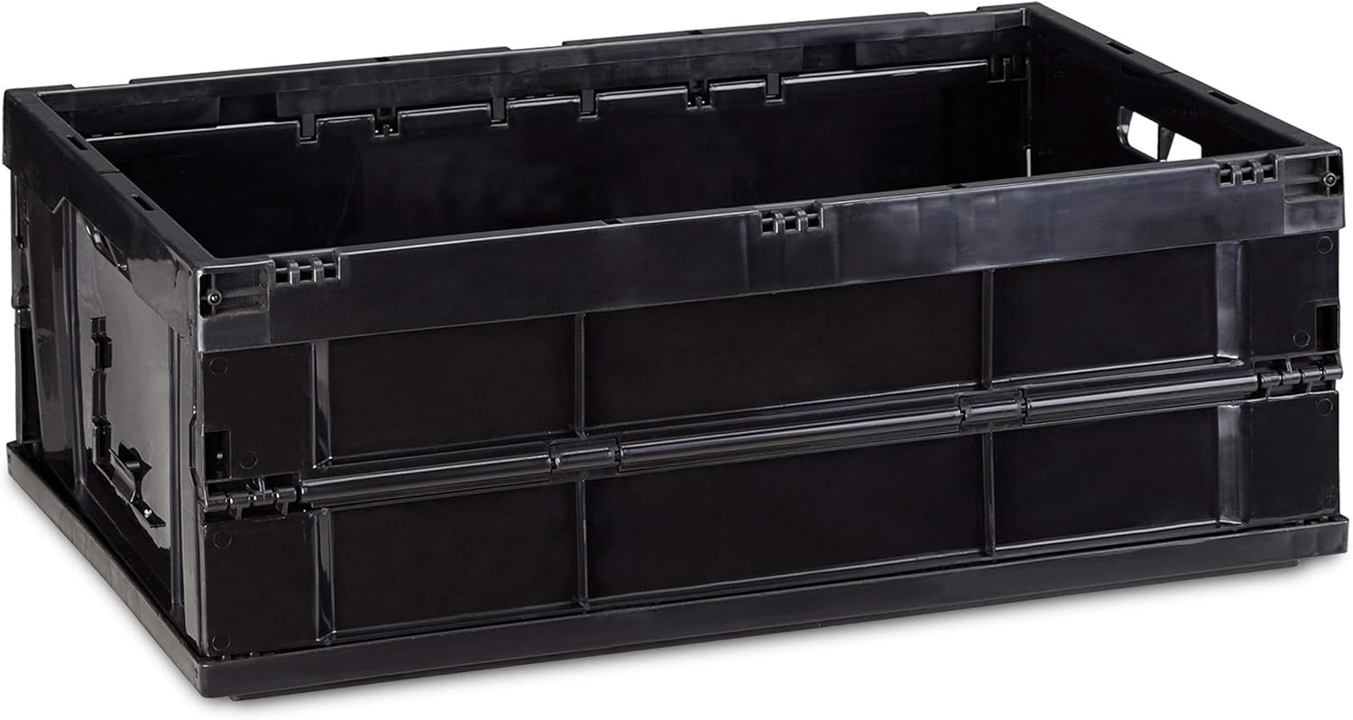 Relaxdays Caja de Almacenaje Rectangular Plegable, Negro, 60 X 40 X 22 cm: Amazon.es: Hogar
