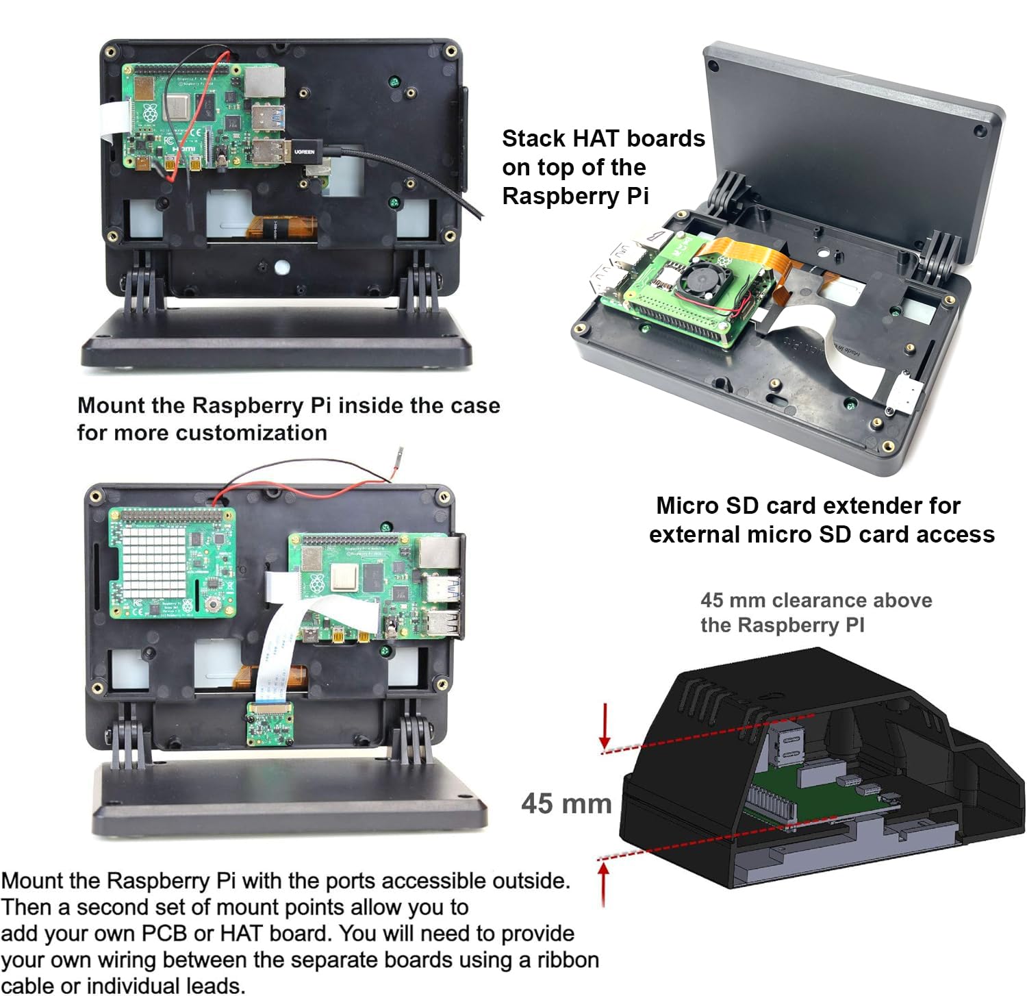SmartiPi Touch Pro 2 for Raspberry Pi 4 and 5 (Large - with External Micro SD Card Access)