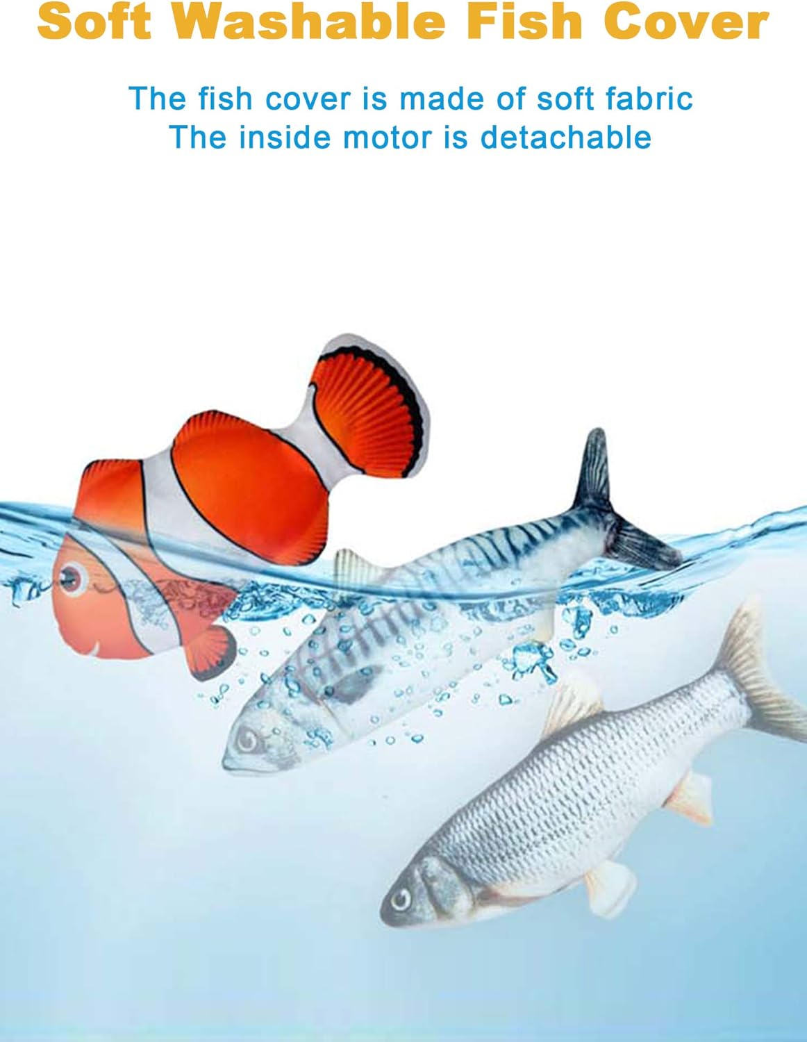 Potaroma Electric Moving Cat Kicker Fish Toy 10", Realistic Flopping Fish, Wiggle Fish Kitten Catnip Toy, Interactive Cat Toy : Pet Supplies