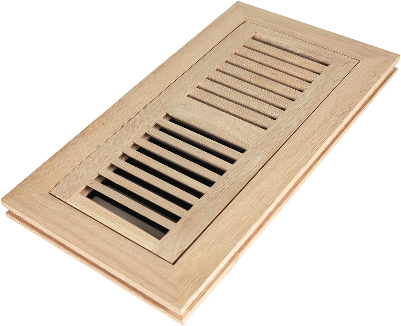 Registers, Grilles & Vents - Hardwood White Oak Floor Register, Flush Mount with Frame, 4x10 Inch with Damper, Unfinished