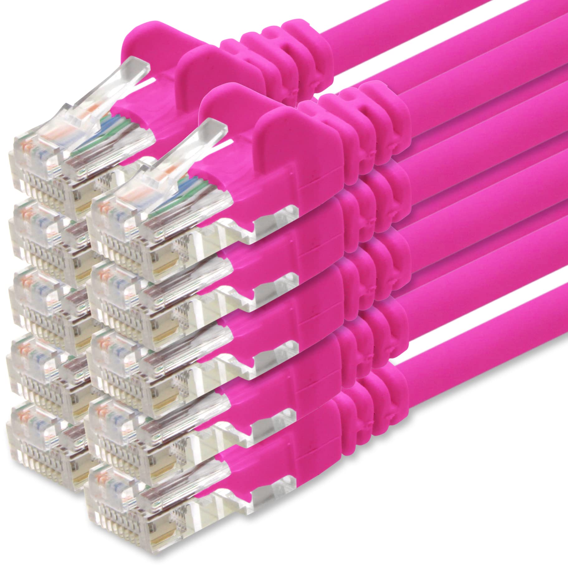 1aTTack.de Network cable Cat.6 - Magenta - 10x - 0.5m - (set) - CAT6 Ethernet cable Lanka cable 1000 Mbits patch cable